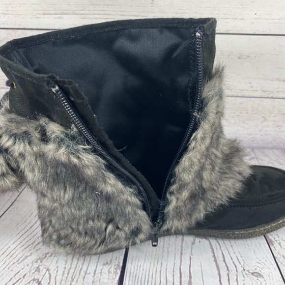 Qupid Faux Fur Boots Black Size 7.5 - Picture 7 of 10